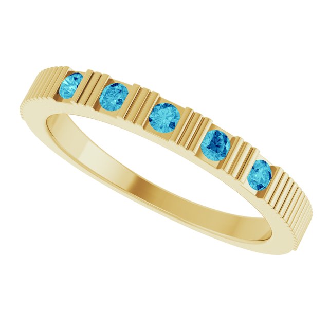 Round Blue Zircon Stackable Ring in Gold