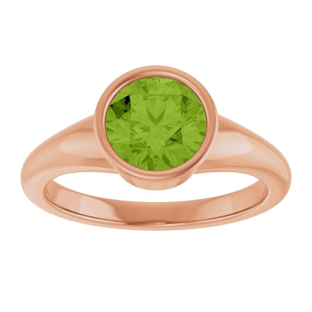 Round Peridot Solitaire Ring in Gold and Platinum