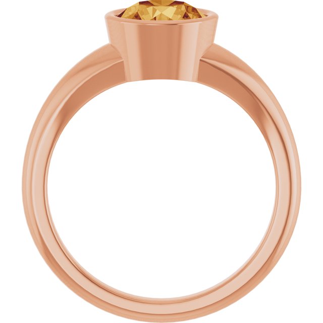 Round Citrine Solitaire Ring in Gold and Platinum