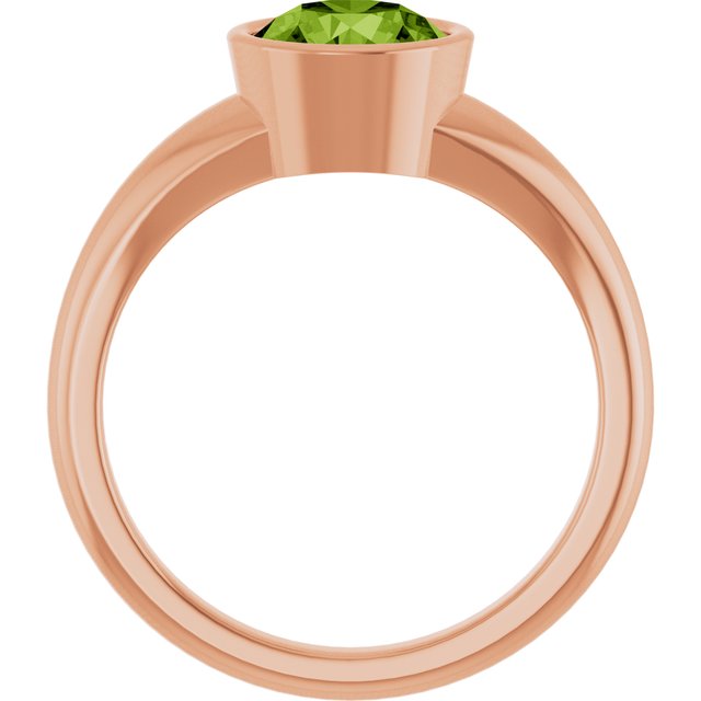 Round Peridot Solitaire Ring in Gold and Platinum