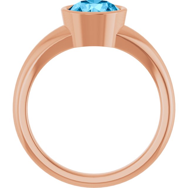 Round Swiss Blue Topaz Solitaire Ring in Gold and Platinum