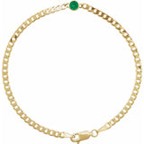 Round Natural Emerald Bezel-Set Solitaire Curb Link Bracelet In Gold & Platinum
