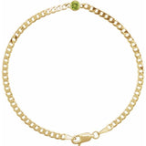 Round Natural Peridot Bezel-Set Solitaire Curb Link Bracelet In Gold & Platinum