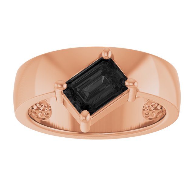 Emerald Black Onyx Solitaire Ring in Rose Gold