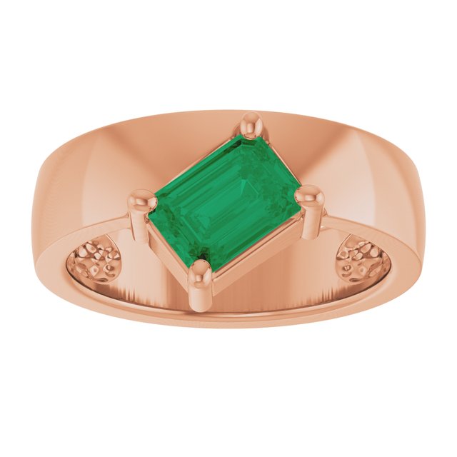 Emerald Lab-Grown Emerald Solitaire Ring in Rose Gold