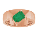 Emerald Lab-Grown Emerald Solitaire Ring in Rose Gold