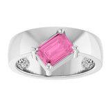 Emerald Lab-Grown Pink Sapphire Solitaire Ring in Platinum