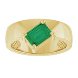 Emerald Lab-Grown Emerald Solitaire Ring in Yellow Gold