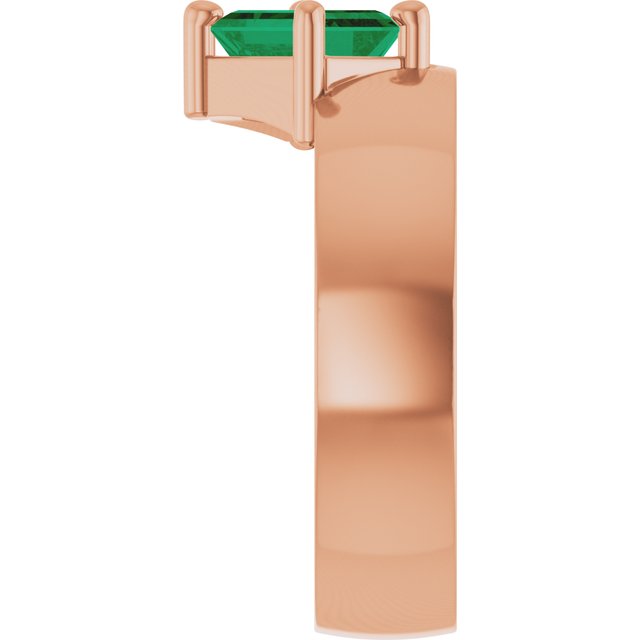 Emerald Lab-Grown Emerald Solitaire Ring in Rose Gold