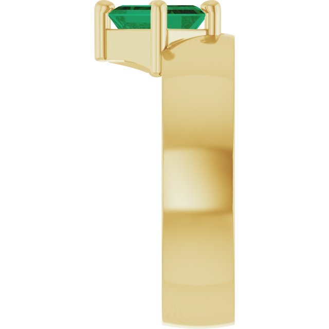 Emerald Lab-Grown Emerald Solitaire Ring in Yellow Gold