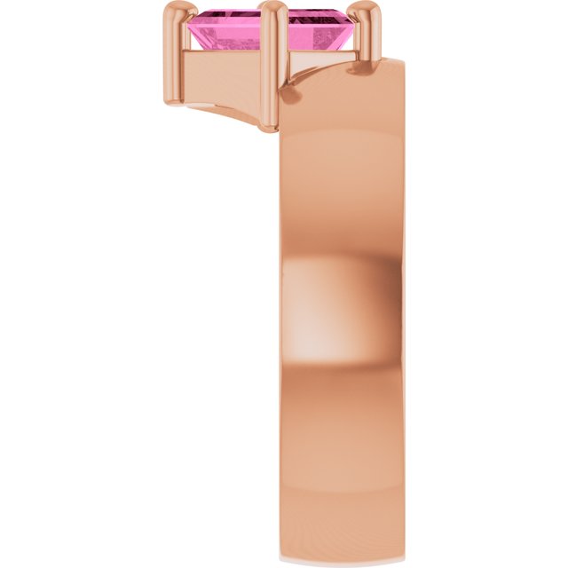 Emerald Lab-Grown Pink Sapphire Solitaire Ring in Gold