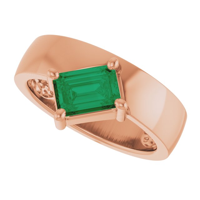 Emerald Lab-Grown Emerald Solitaire Ring in Rose Gold