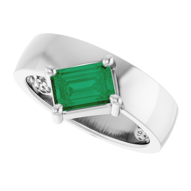 Emerald Lab-Grown Emerald Solitaire Ring in Platinum