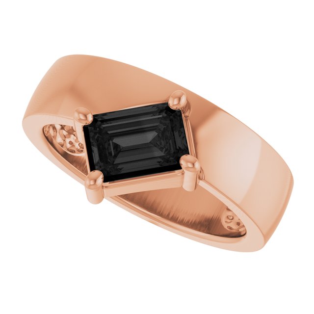 Emerald Black Onyx Solitaire Ring in Rose Gold