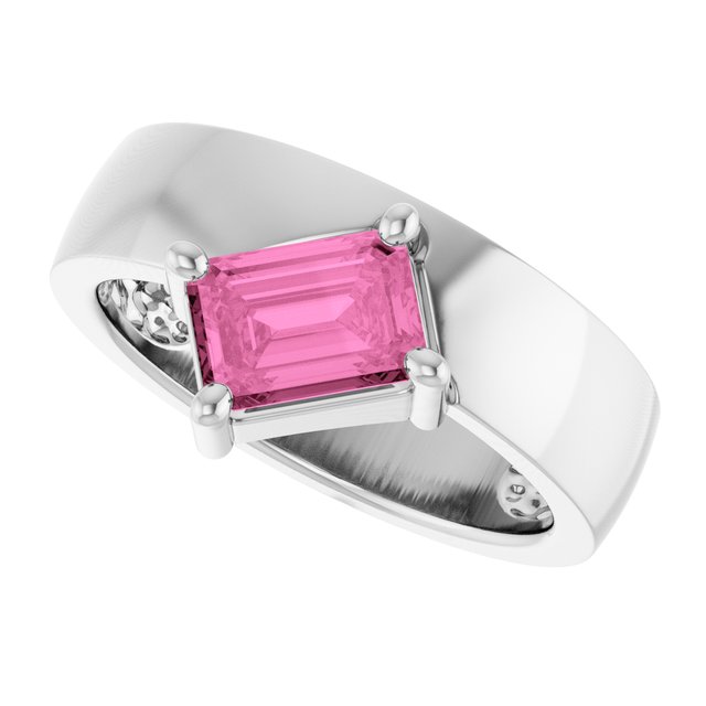 Emerald Lab-Grown Pink Sapphire Solitaire Ring in Platinum