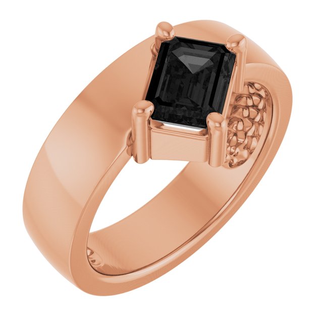 Emerald Black Onyx Solitaire Ring in Rose Gold