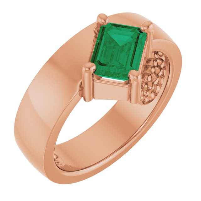 Emerald Lab-Grown Emerald Solitaire Ring in Rose Gold