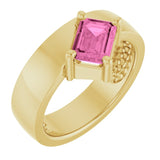 Emerald Lab-Grown Pink Sapphire Solitaire Ring in Yellow Gold