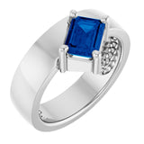Emerald Lab-Grown Blue Sapphire Solitaire Ring in Platinum