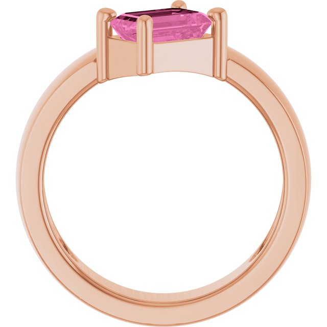 Emerald Lab-Grown Pink Sapphire Solitaire Ring in Gold