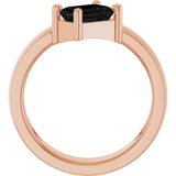 Emerald Black Onyx Solitaire Ring in Rose Gold