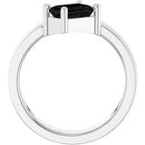 Emerald Black Onyx Solitaire Ring in Platinum