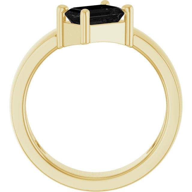 Emerald Black Onyx Solitaire Ring in Yellow Gold