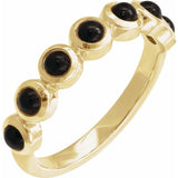 Round Black Onyx Cabochon Ring in Yellow Gold