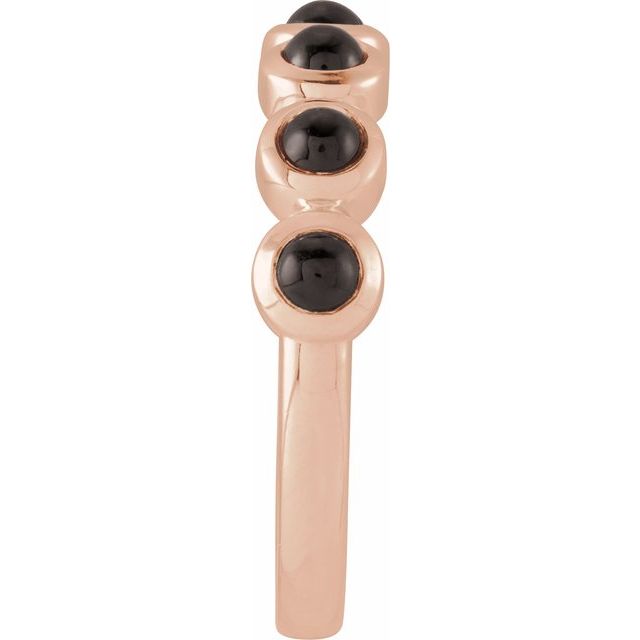 Round Black Onyx Cabochon Ring in Rose Gold