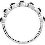 Round Black Onyx Cabochon Ring in White Gold