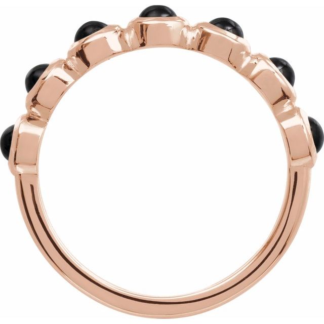 Round Black Onyx Cabochon Ring in Rose Gold