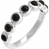 Round Black Onyx Cabochon Ring in Platinum