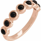Round Black Onyx Cabochon Ring in Rose Gold