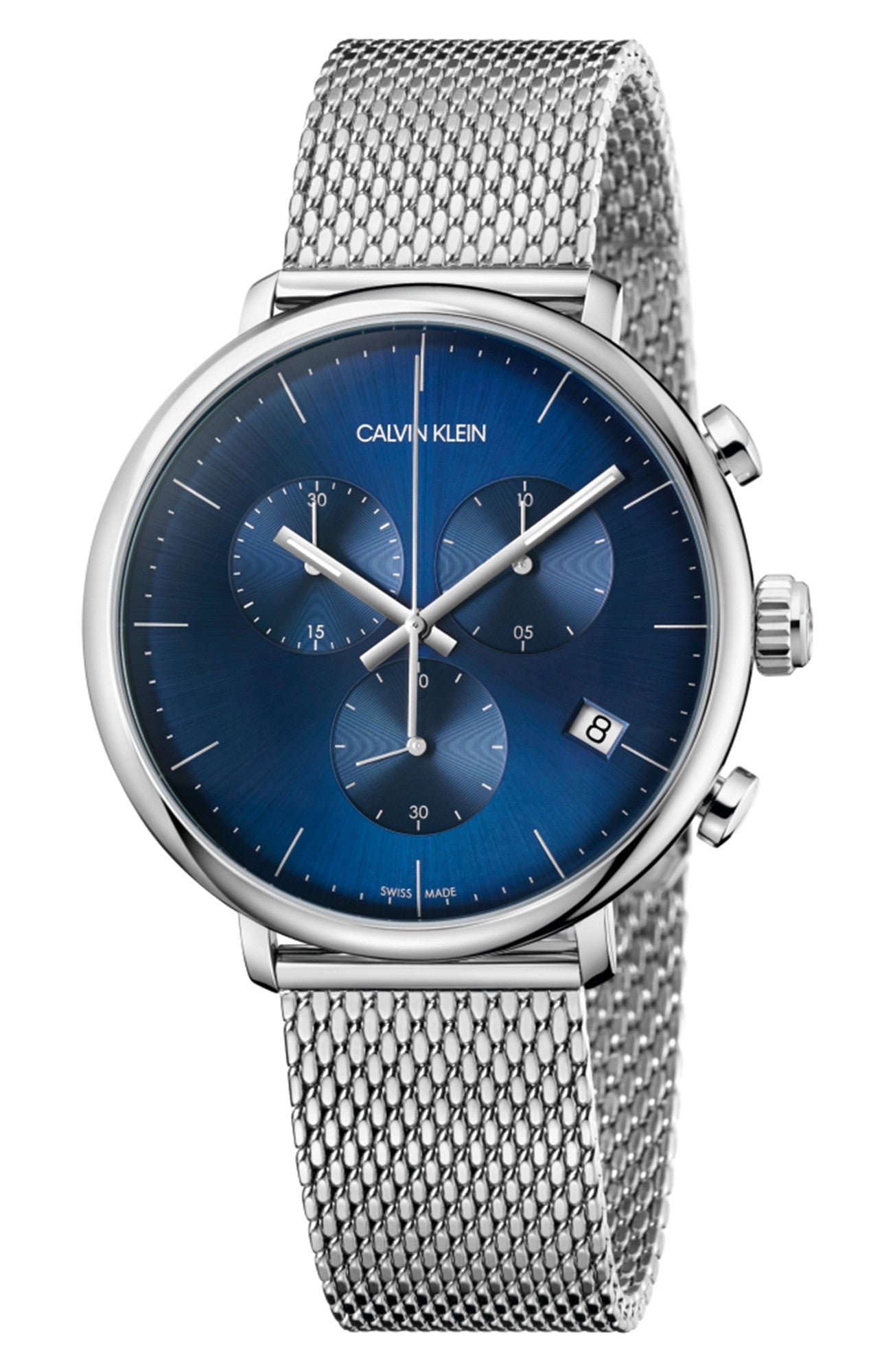 Calvin Klein Men's K8M2712N High Noon 43mm Blue Dial Stainless Steel Mesh Watch