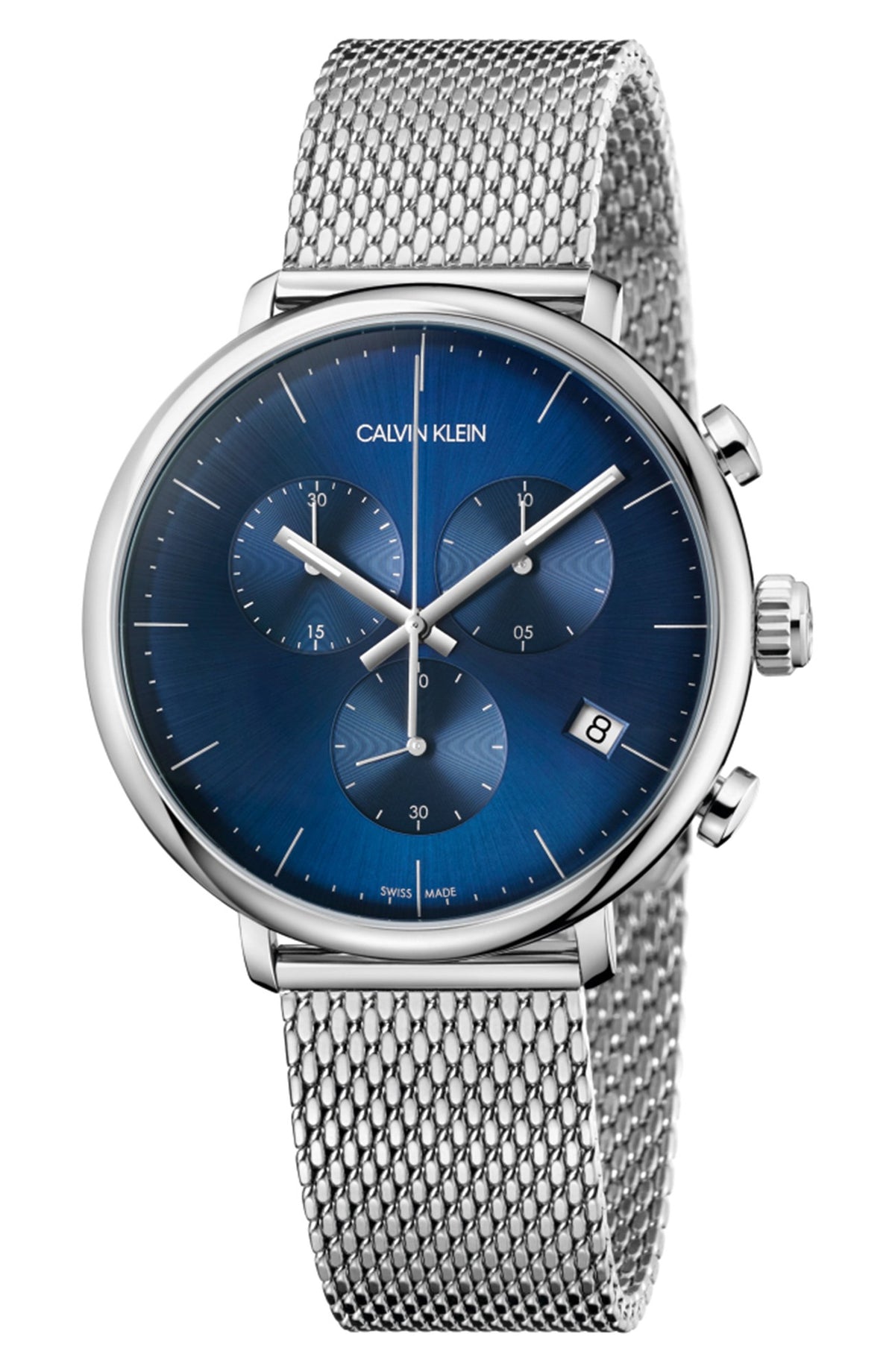 Calvin Klein High Noon Men’s Blue Dial 43 mm Stainless Steel Mesh Watch
