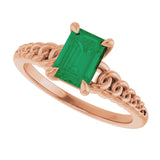 Emerald Lab-Grown Emerald Solitaire Ring in Gold and Platinum