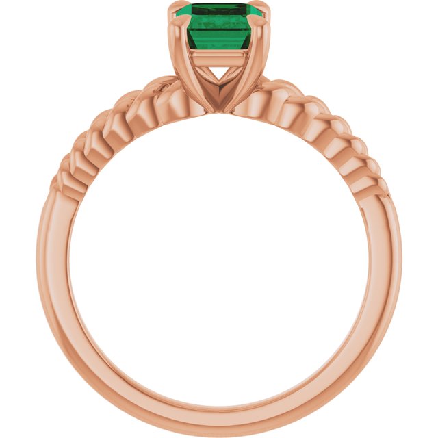 Emerald Lab-Grown Emerald Solitaire Ring in Gold and Platinum