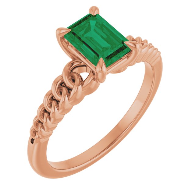 Emerald Lab-Grown Emerald Solitaire Ring in Gold and Platinum