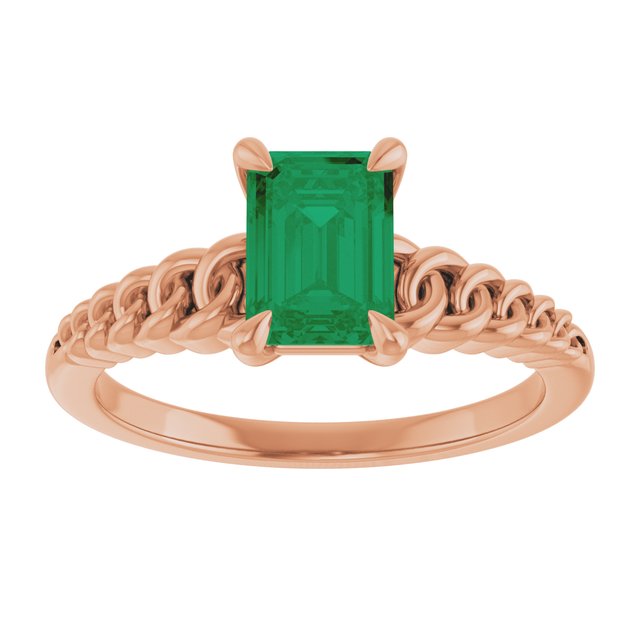 Emerald Lab-Grown Emerald Solitaire Ring in Gold and Platinum