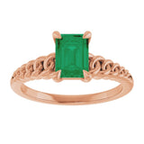 Emerald Lab-Grown Emerald Solitaire Ring in Gold and Platinum