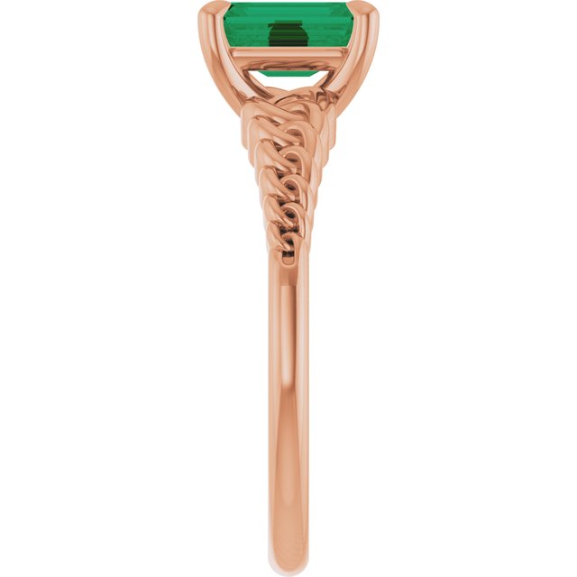Emerald Lab-Grown Emerald Solitaire Ring in Gold and Platinum