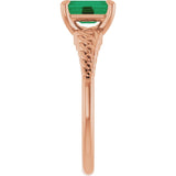 Emerald Lab-Grown Emerald Solitaire Ring in Gold and Platinum