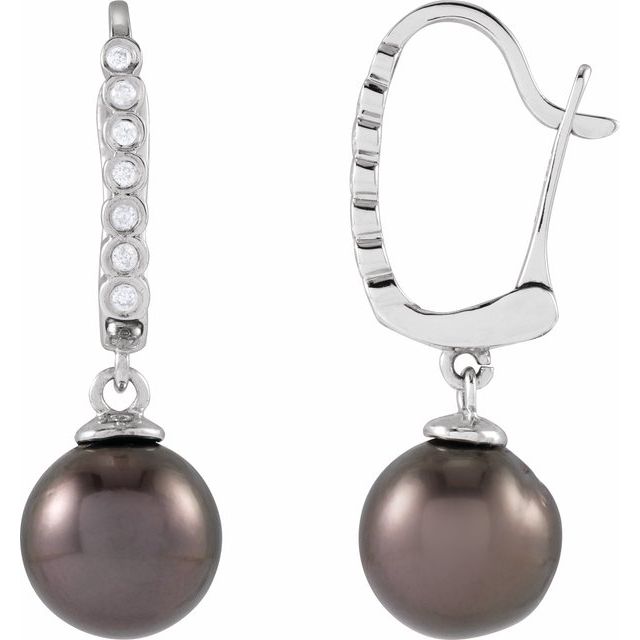 Pearl & Diamond Stud Earrings in Gold and Platinum