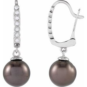 Pearl & Diamond Stud Earrings in Gold and Platinum