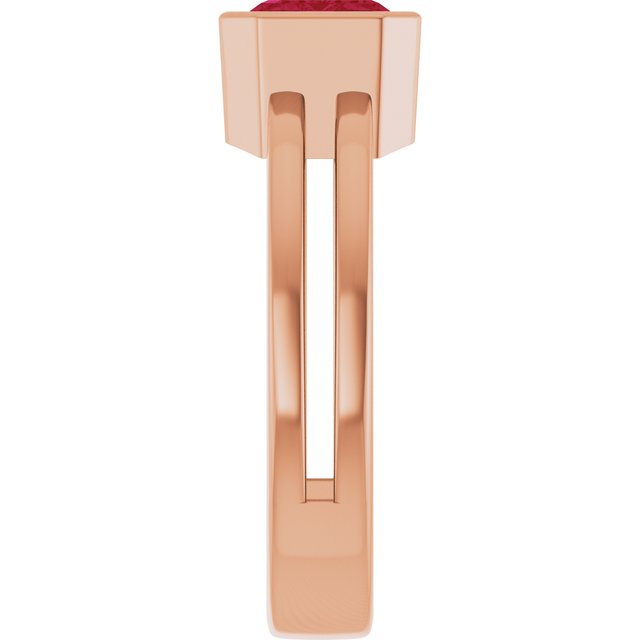 Emerald Lab-Grown Ruby Solitaire Ring in Gold and Platinum