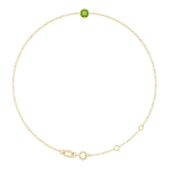 Round Natural Peridot Link Bracelet In Gold & Platinum