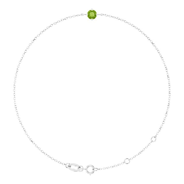 Round Natural Peridot Link Bracelet In Silver