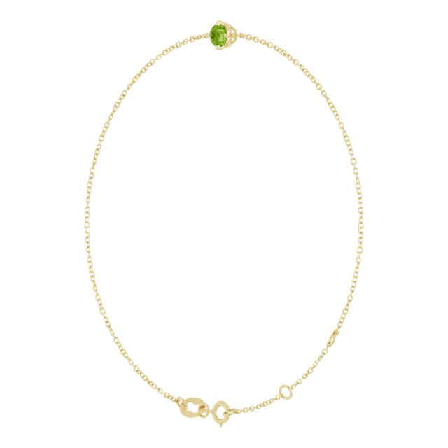 Round Natural Peridot Link Bracelet In Gold & Platinum