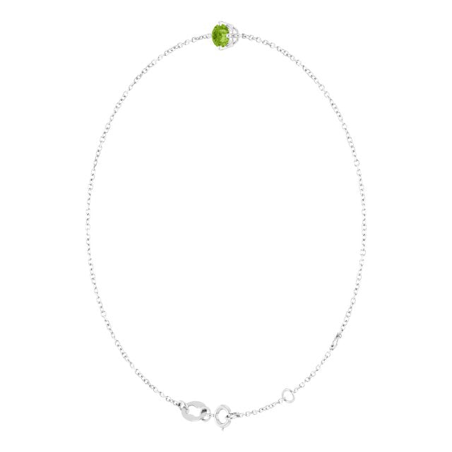 Round Natural Peridot Link Bracelet In Silver