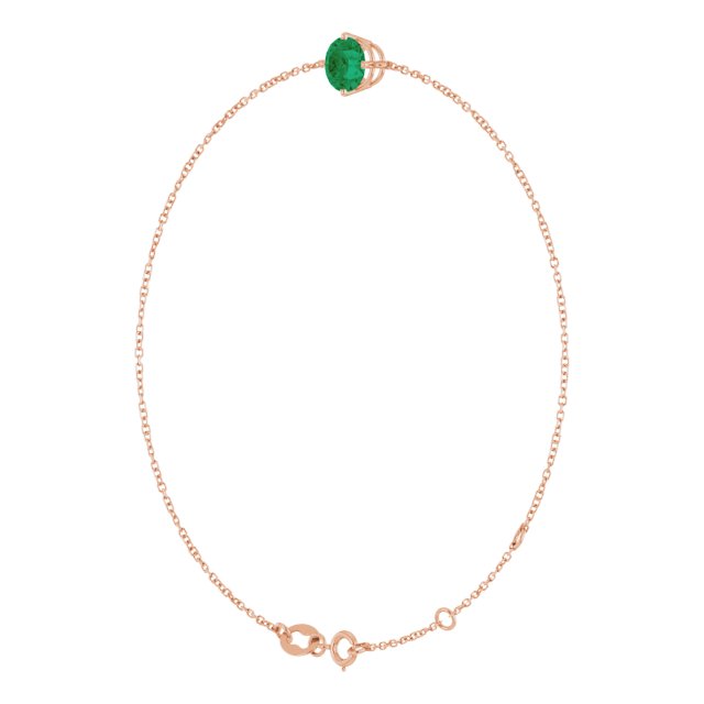 Round Lab-Grown Emerald Link Bracelet In Gold & Platinum